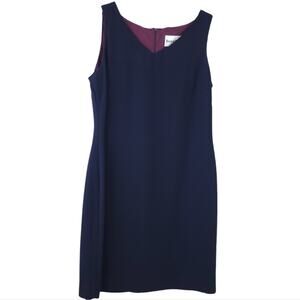 Danny & Nichole Sheath Dress Size 12 Navy Blue Career, Vneck Sleeveless Dress